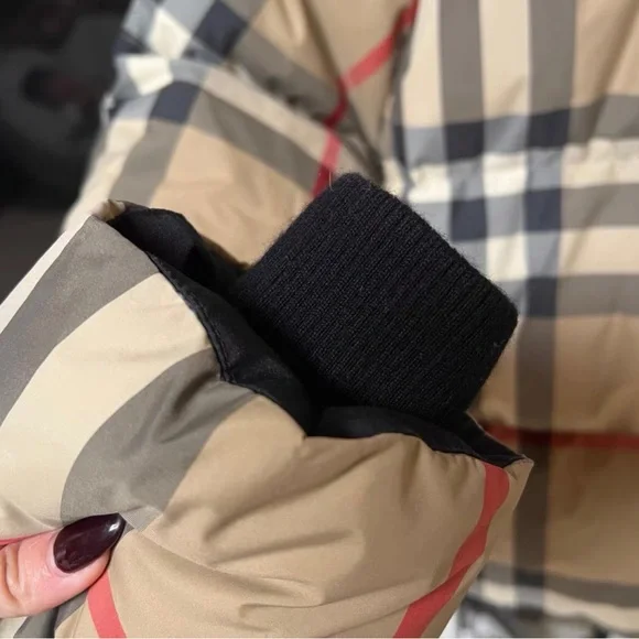 Burberry Beige Check Puffer Jacket - Picture 5 of 8